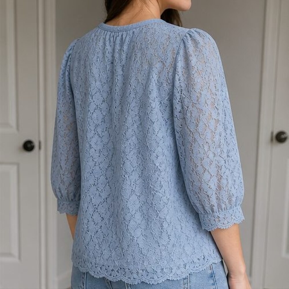 Blue Wrap Blouse - Picture 3 of 6